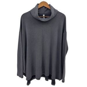 Athleta Ethereal Brushed Funnel Neck Sweater Gray Size Large